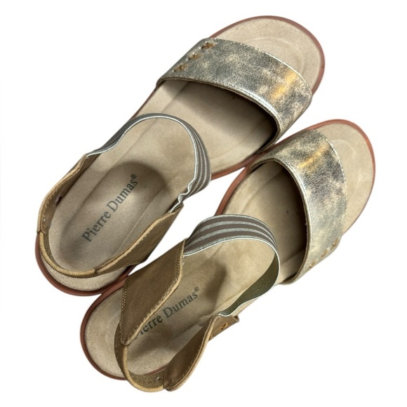 Pierre Dumas Women Open Toe Ankle Strap Platform Chunky Heeled Sandal Gold 10 - Picture 6 of 8